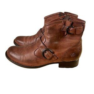 Born Chestnut Leather Ankle Booties